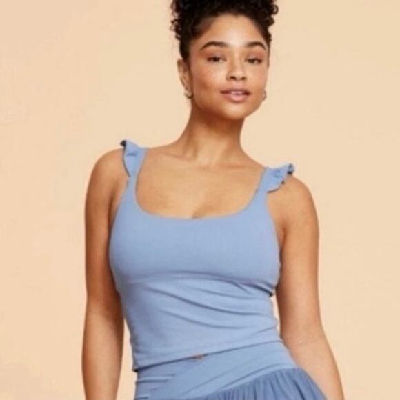 NWT! Blogilates 2X Troposphere Romantic Ruffle Active Tank Top - Picture 1 of 7